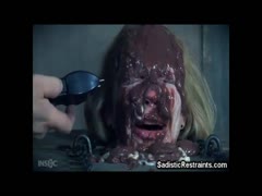 Restrained slut got shit and piss all over her face